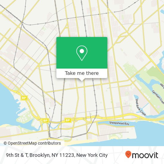 Mapa de 9th St & T, Brooklyn, NY 11223