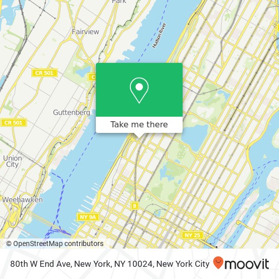 80th W End Ave, New York, NY 10024 map