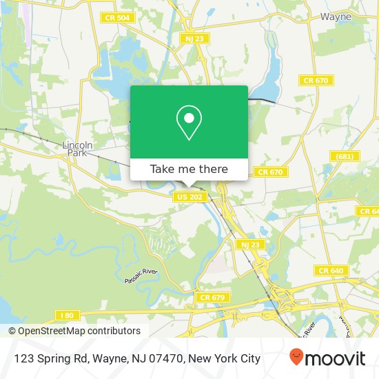 Mapa de 123 Spring Rd, Wayne, NJ 07470