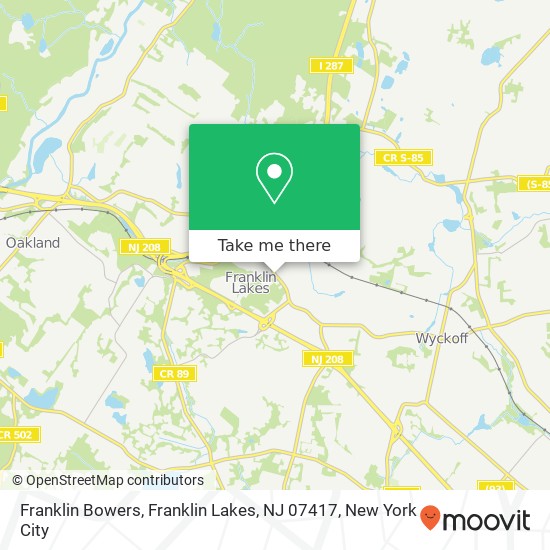 Mapa de Franklin Bowers, Franklin Lakes, NJ 07417