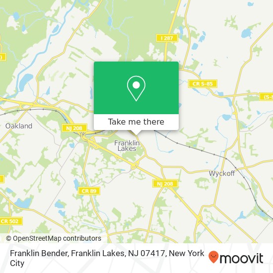 Mapa de Franklin Bender, Franklin Lakes, NJ 07417