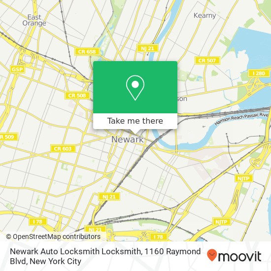 Mapa de Newark Auto Locksmith Locksmith, 1160 Raymond Blvd