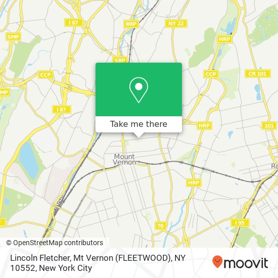 Mapa de Lincoln Fletcher, Mt Vernon (FLEETWOOD), NY 10552