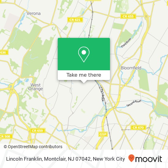 Mapa de Lincoln Franklin, Montclair, NJ 07042