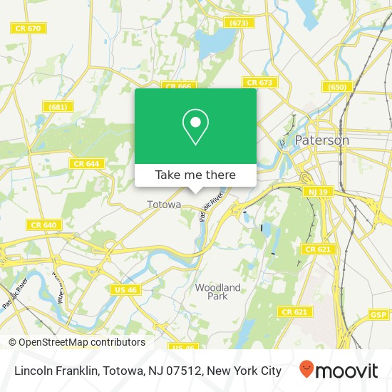Mapa de Lincoln Franklin, Totowa, NJ 07512