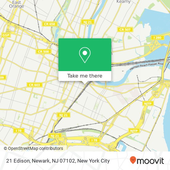 Mapa de 21 Edison, Newark, NJ 07102