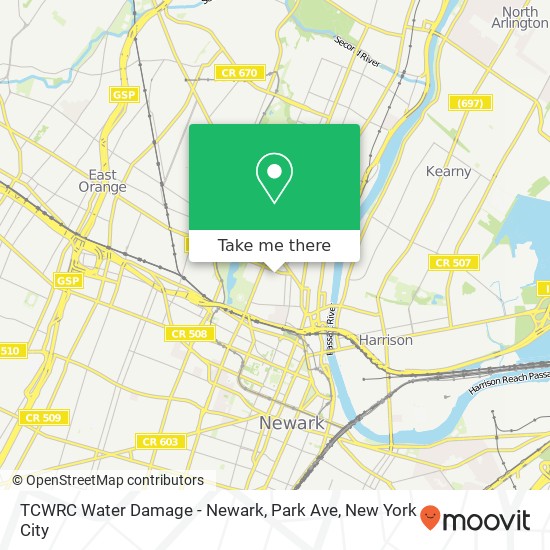 Mapa de TCWRC Water Damage - Newark, Park Ave