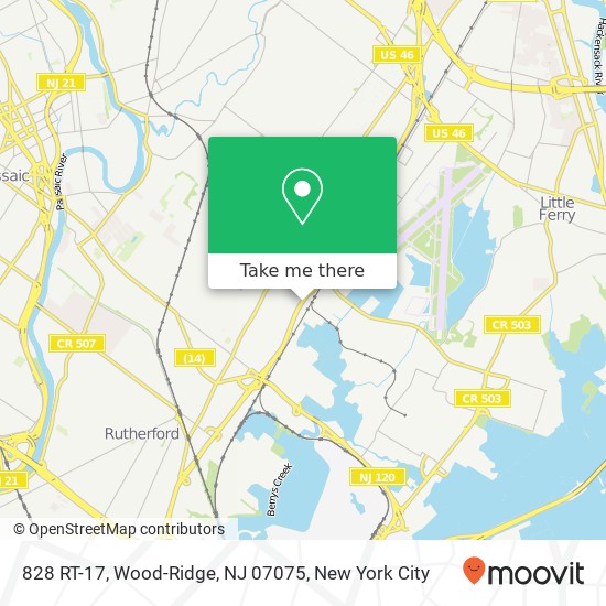 Mapa de 828 RT-17, Wood-Ridge, NJ 07075