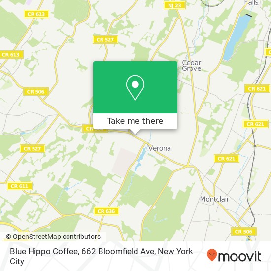 Mapa de Blue Hippo Coffee, 662 Bloomfield Ave