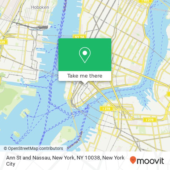 Ann St and Nassau, New York, NY 10038 map