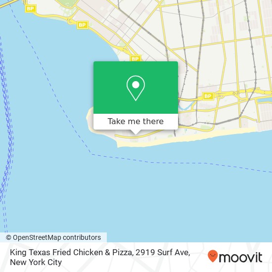 Mapa de King Texas Fried Chicken & Pizza, 2919 Surf Ave