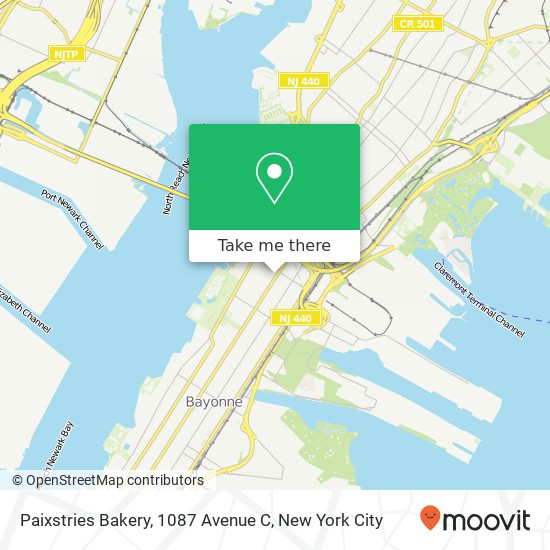 Mapa de Paixstries Bakery, 1087 Avenue C