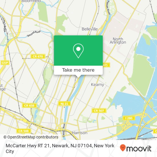 McCarter Hwy RT 21, Newark, NJ 07104 map