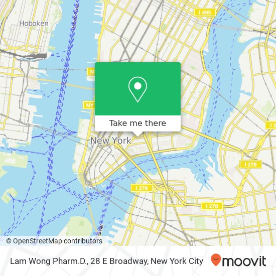 Mapa de Lam Wong Pharm.D., 28 E Broadway