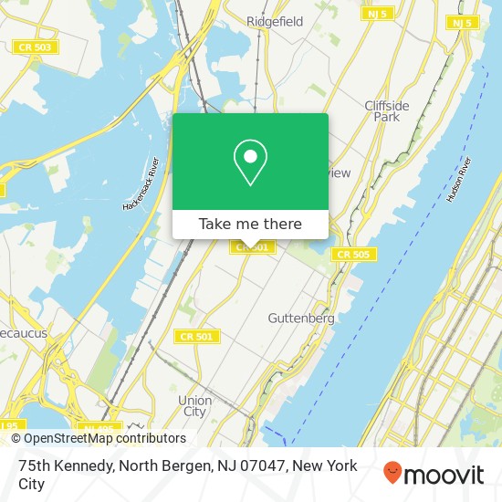 Mapa de 75th Kennedy, North Bergen, NJ 07047