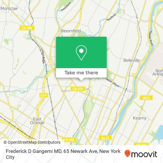 Mapa de Frederick D Gangemi MD, 65 Newark Ave