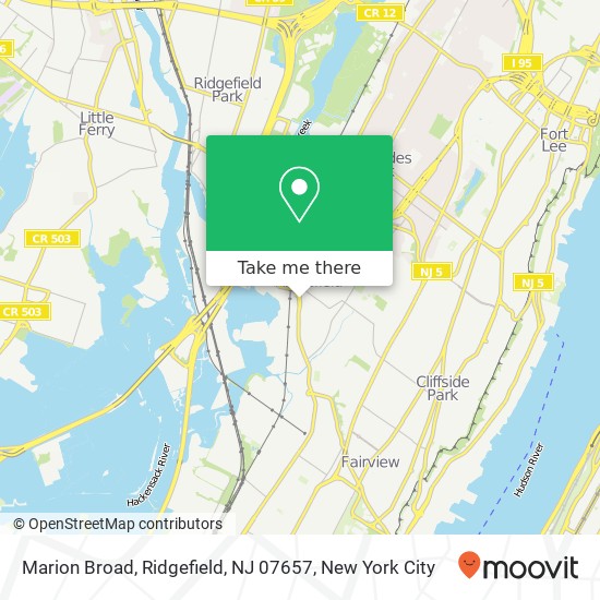 Mapa de Marion Broad, Ridgefield, NJ 07657