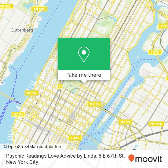 Psychic Readings Love Advice by Linda, 5 E 67th St map