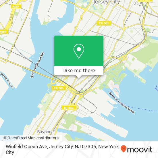 Mapa de Winfield Ocean Ave, Jersey City, NJ 07305