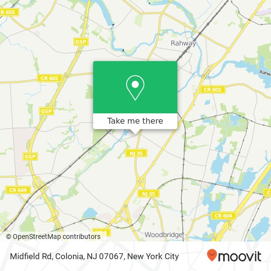Mapa de Midfield Rd, Colonia, NJ 07067