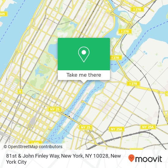 81st & John Finley Way, New York, NY 10028 map