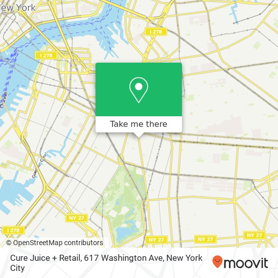 Mapa de Cure Juice + Retail, 617 Washington Ave