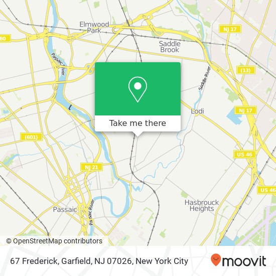 Mapa de 67 Frederick, Garfield, NJ 07026