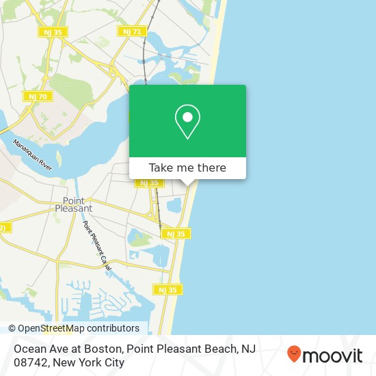 Mapa de Ocean Ave at Boston, Point Pleasant Beach, NJ 08742