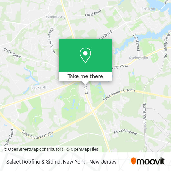 Select Roofing & Siding map