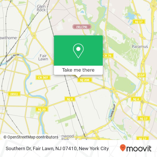 Mapa de Southern Dr, Fair Lawn, NJ 07410