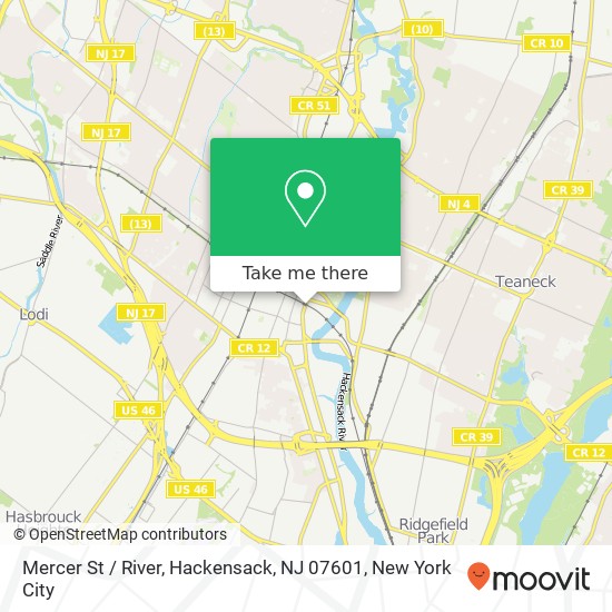 Mercer St / River, Hackensack, NJ 07601 map
