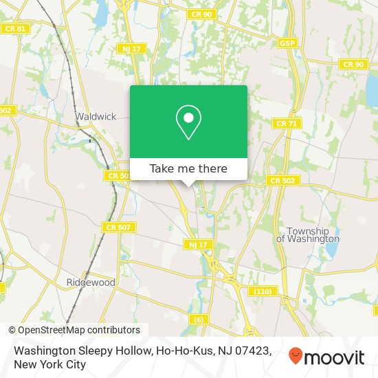 Mapa de Washington Sleepy Hollow, Ho-Ho-Kus, NJ 07423