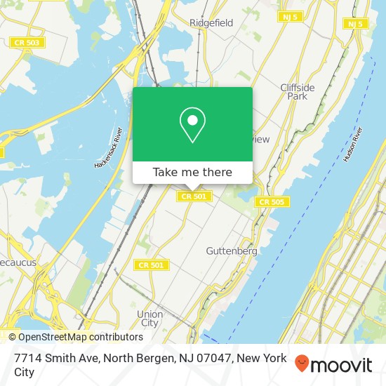 Mapa de 7714 Smith Ave, North Bergen, NJ 07047