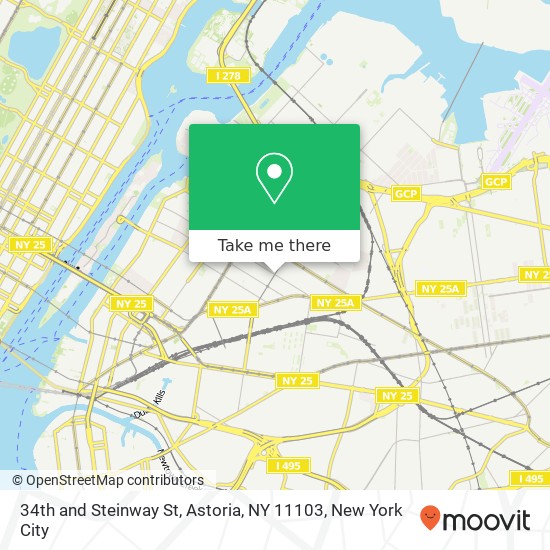 Mapa de 34th and Steinway St, Astoria, NY 11103
