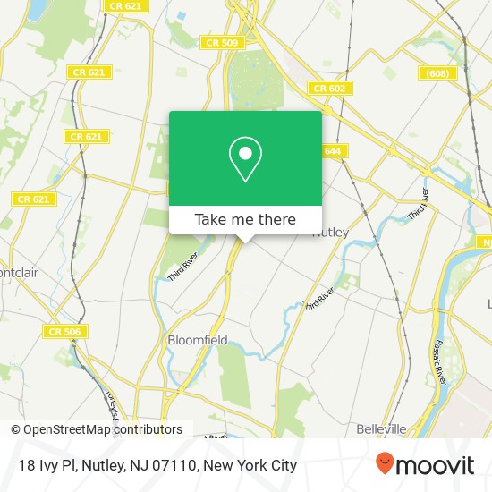 Mapa de 18 Ivy Pl, Nutley, NJ 07110
