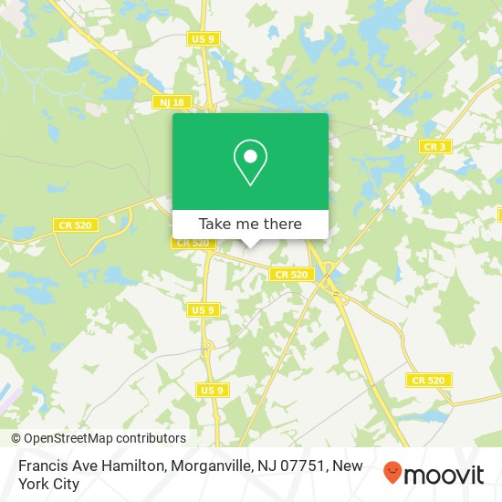 Mapa de Francis Ave Hamilton, Morganville, NJ 07751