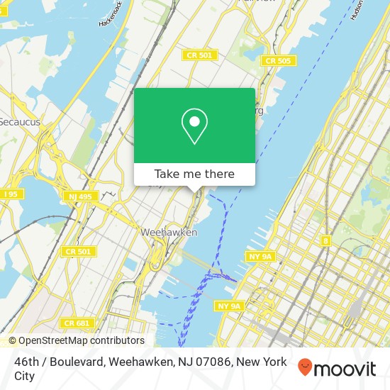 Mapa de 46th / Boulevard, Weehawken, NJ 07086