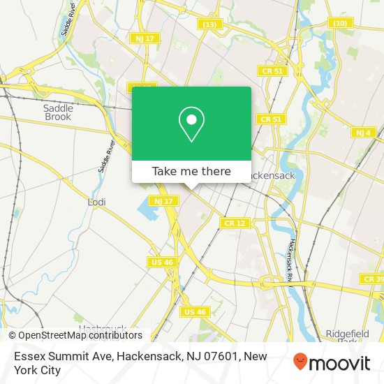 Mapa de Essex Summit Ave, Hackensack, NJ 07601