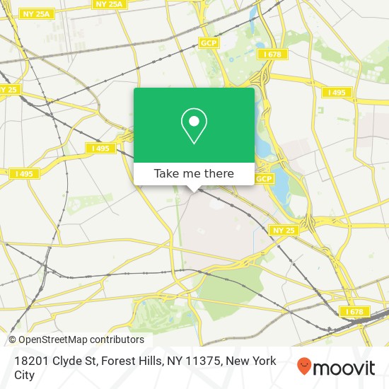 Mapa de 18201 Clyde St, Forest Hills, NY 11375