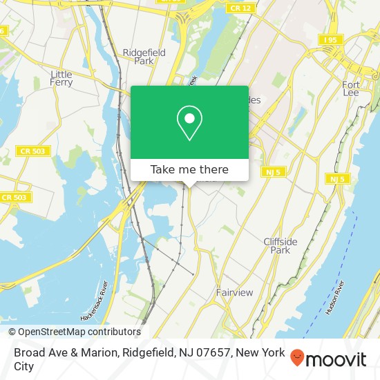 Mapa de Broad Ave & Marion, Ridgefield, NJ 07657