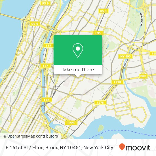 Mapa de E 161st St / Elton, Bronx, NY 10451