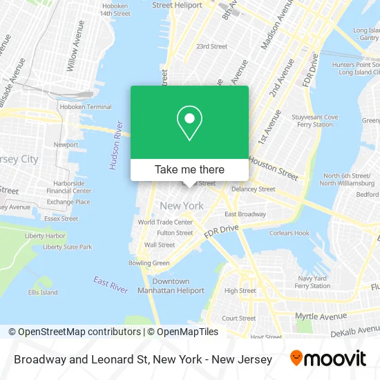 Broadway and Leonard St map