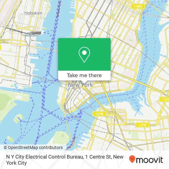 N Y City Electrical Control Bureau, 1 Centre St map