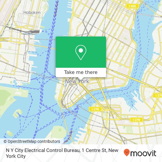 Mapa de N Y City Electrical Control Bureau, 1 Centre St