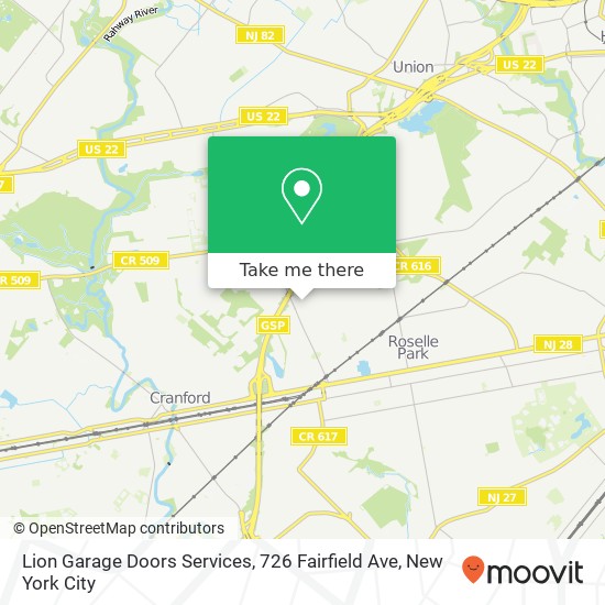 Mapa de Lion Garage Doors Services, 726 Fairfield Ave