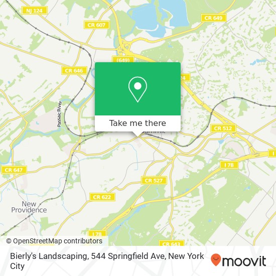 Mapa de Bierly's Landscaping, 544 Springfield Ave