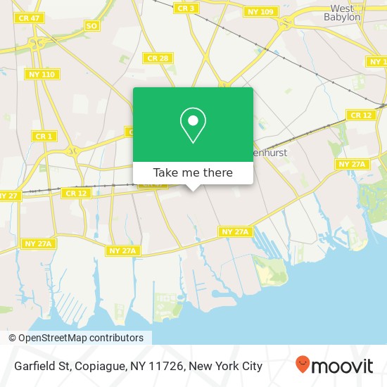 Mapa de Garfield St, Copiague, NY 11726