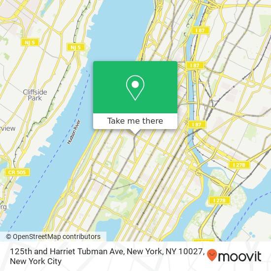 125th and Harriet Tubman Ave, New York, NY 10027 map