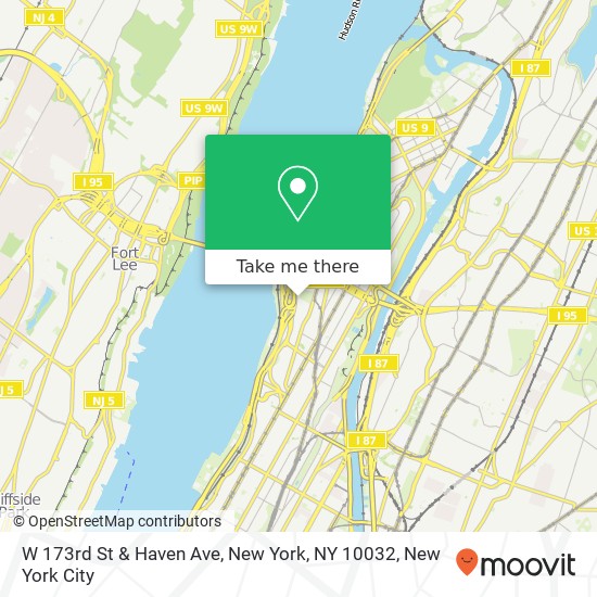 W 173rd St & Haven Ave, New York, NY 10032 map