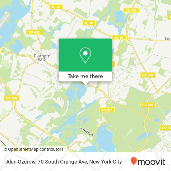 Mapa de Alan Ozarow, 70 South Orange Ave